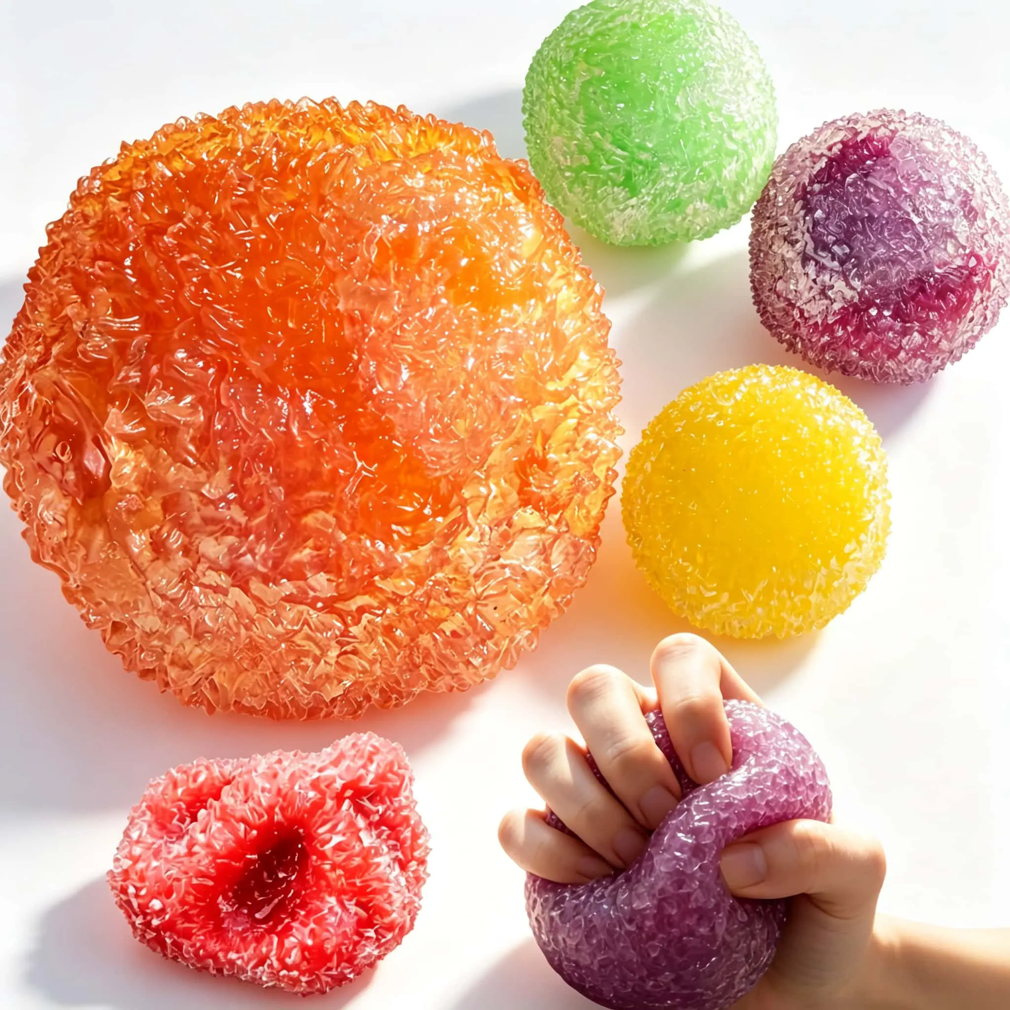 6cm Handmade Crystal Mochi Ball Squishies, Soft Stress Relief Fidget Toy, Sensory Anxiety ADHD Fidgets, Stress Relief Gadgets, Fun Teen Girl Gifts Soft Stress Relief Fidget Sensory Grippie Set for Relaxation and Gift Giving-MM
