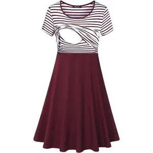 Women's Floral Short Sleeve Summer Maternity Nursing Breastfeeding Dress