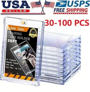 30-100 Magnetic Trading Sports Card Holders 35pt One-Touch Hard UV Protection⭐