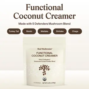Real Mushrooms Functional Coconut Creamer | 5 Defenders Organic Mushroom Extract | 500mg Per Serving | USDA Certified | Dairy Free Vegan | 15 Servings