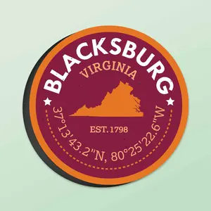 Coordinates Blacksburg Virginia Car Magnet - Flexible VA Fridge Magnet