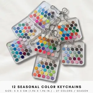 12 Seasonal Color Acrylic Keychain | Small Portable Personal Color Analysis Palette Swatch Card | Plastic Pocket Color Chart Guide & Gift