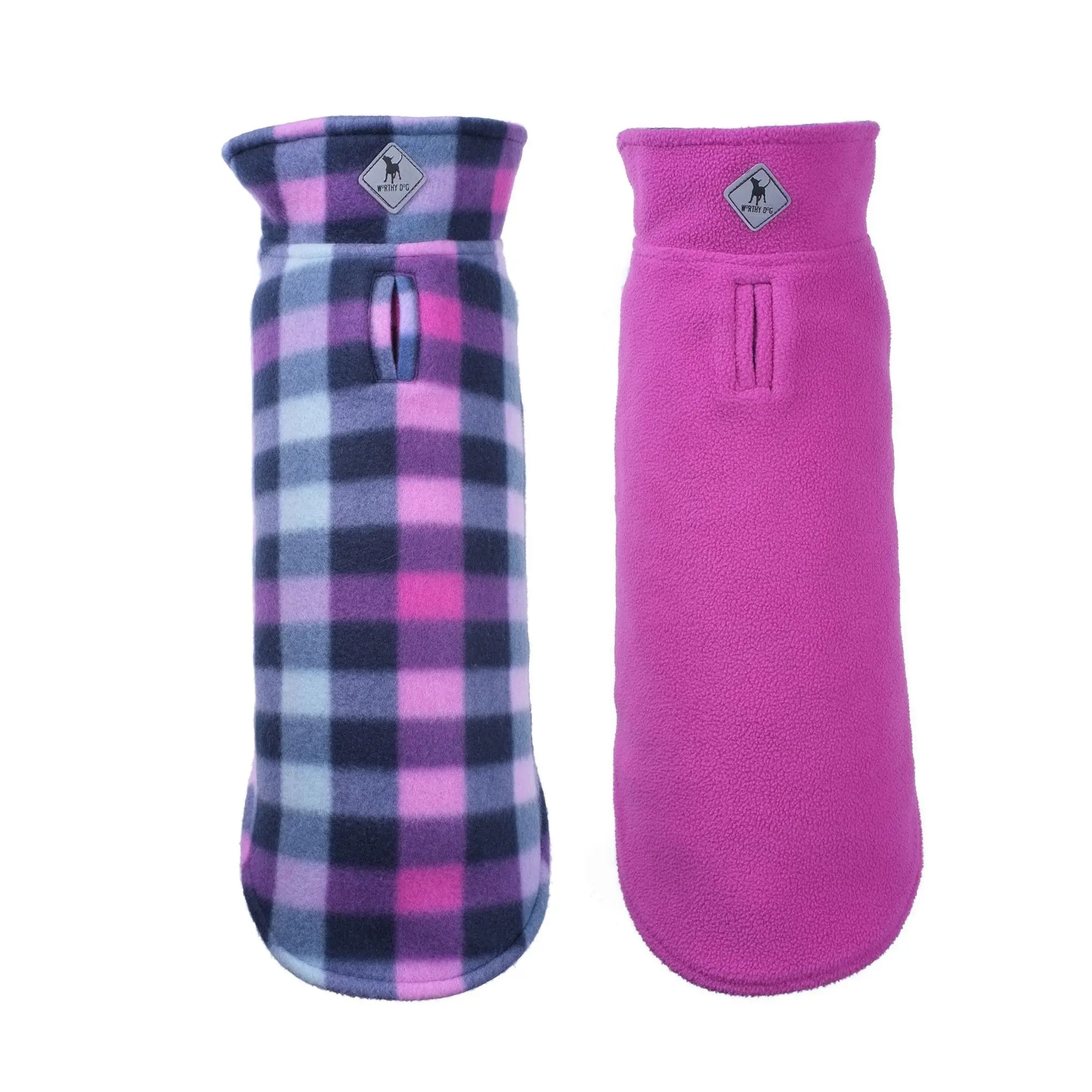 The Worthy Dog Fargo Fleece Purple Check Jacket