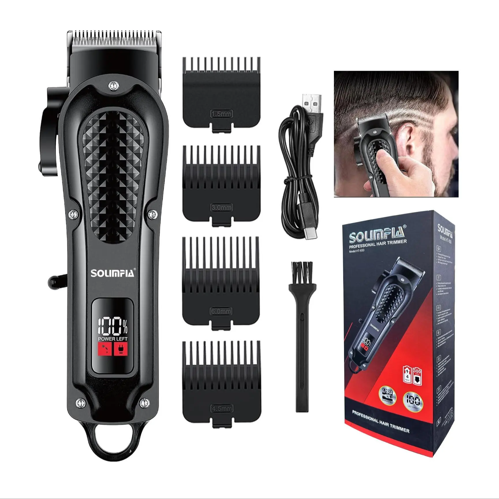 Professional Electric Hair Clipper, Cordless Rechargeable Clippers, LCD Display Hair Trimmer, Hair Cutting Machine, Haircut Tool for Men, Great for Stylists Barbershop Salon Home Use