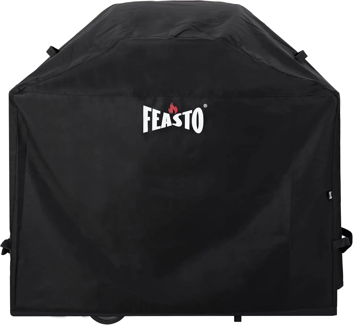 FEASTO 44-Inch Outdoor 2-Burner Gas Grill Cover, 600D Heavy Duty Waterproof BBQ Cover with Handles & Hook-and-Loop Straps, Black