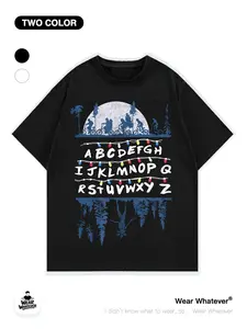 Stranger Things Letter Light Mike Where Are You Print Loose Short Sleeve Casual Breathable Top for Outdoor and Home Wear