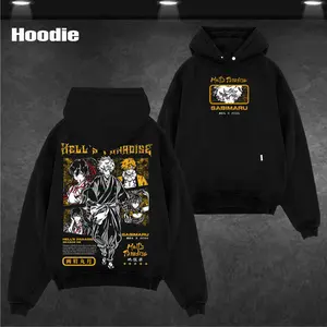 Hells Paradise Gabimaru Sagiri Yuzuriha Chobei Toma Anime Shirt Vintage Washed Oversized Tee Yellow Graphic Back Print Heavy Cotton Streetwear Manga Gift