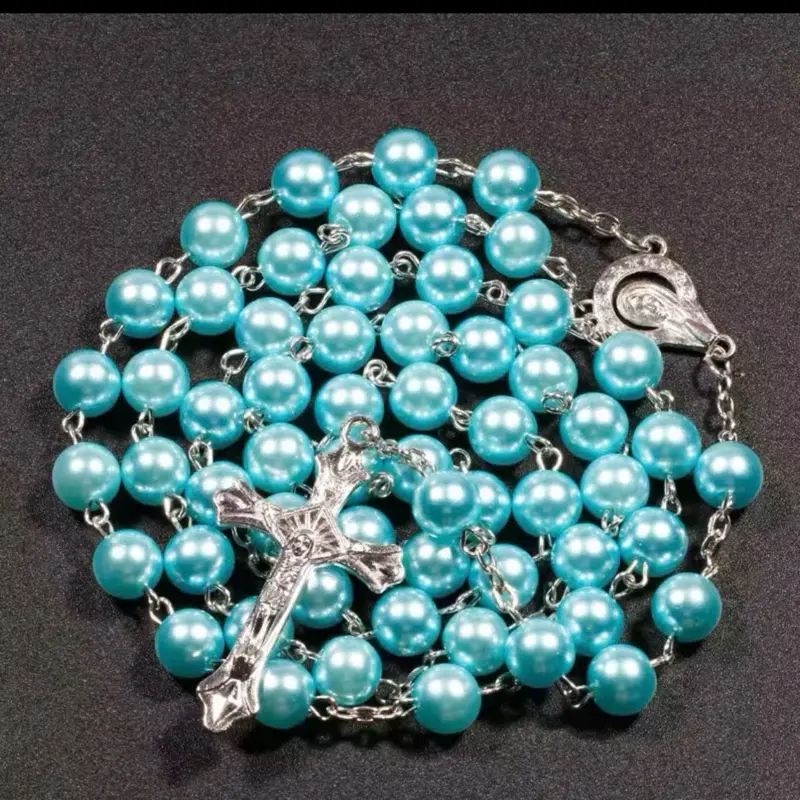 Catholic Rosary Gold Necklace, Spiritual Devotion Jewelry Accessory for Catholic Believers