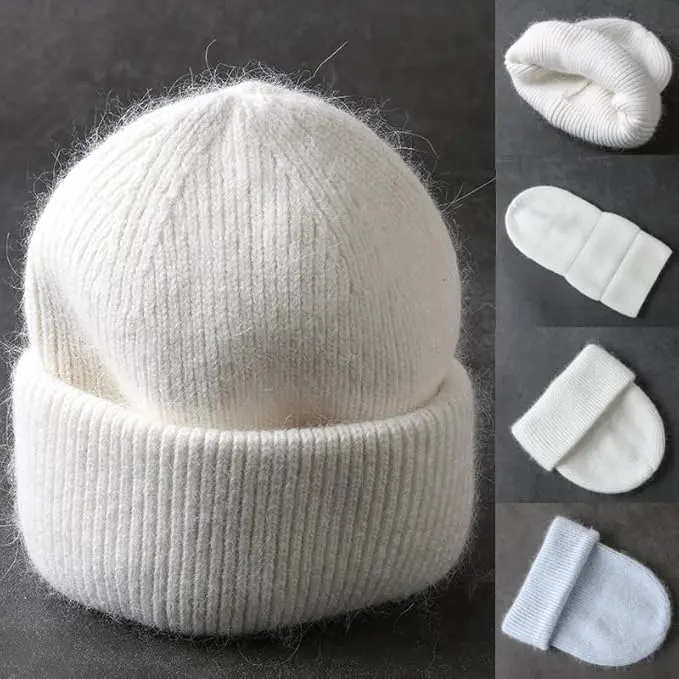 High Level Unisex Fitted Winter Beanie - Plain, Premium Faux Fur Warmth, Polyester, Stretch, 1 Size Fits All, Available in Pink, Off-White, Black