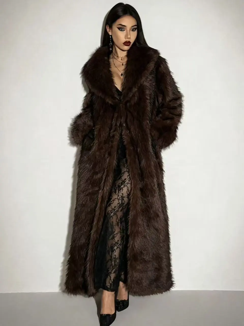 Women Thick Warm Long Plush Overcoat Loose Elegant Slimming OL Commute Fall Winter Outerwear Trendy Streetwear Casual Fluffy Long Coat Daily Wear New Arrival