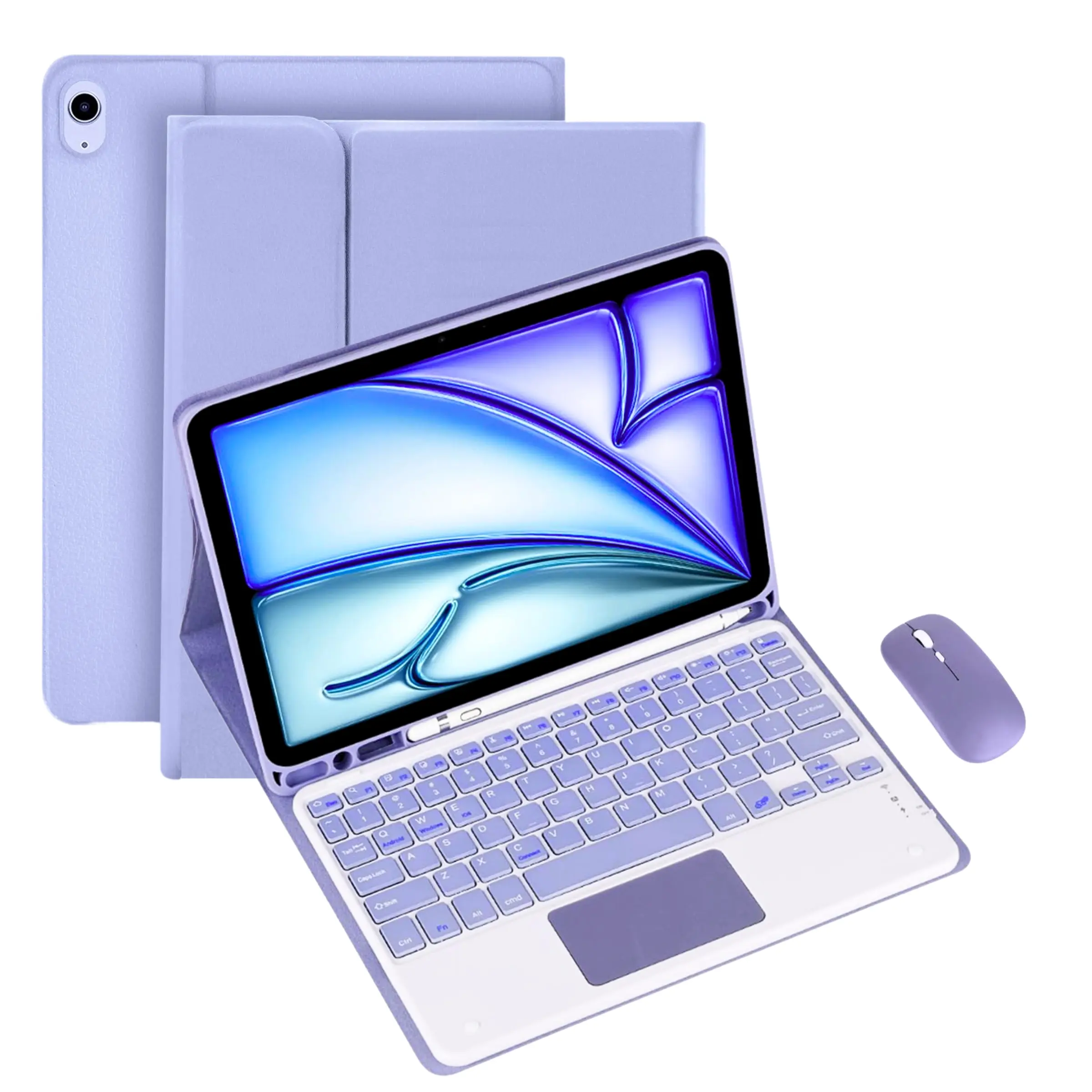 Magnetic Keyboard Case Combo For iPad, Include Mouse, Detachable Keyboard, Large Precision Trackpad, BT Connect, Keyboard Cover with Pencil Holder