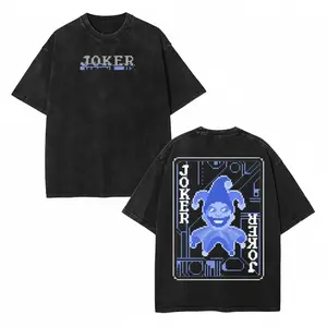 Balatro Blue Joker Pixel Washed 2 sided printed T-Shirt, Menswear Tops shirts men, Cotton unisex graphic tees hoodie game merch Menswear Clothes Soft trendy game day unisex Casual Straight casual