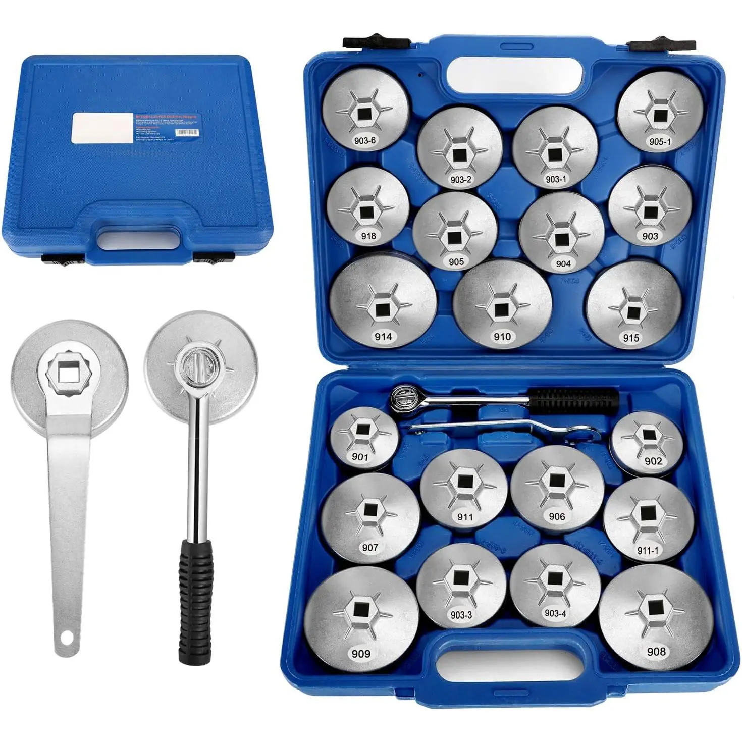 23pcs Oil Filter Wrench Set, Oil Filter Socket Set with 65, 67, 72, 73, 74, 75, 76, 79, 84, 89, 91, 92, 95, 101mm, Compatible with Toyota VW BMW ‌       GMC Sierra Ford Volvo
