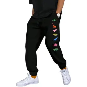 Men's Dinosaur Print Pocket Drawstring Waist Sweatpants, Summer Outfits, Regular Fit Casual Soft Streetwear Jogger Pants for Outdoor Daily Wear, Men's Trousers for All Seasons, Relaxed Fit Pants, Streetwear Joggers