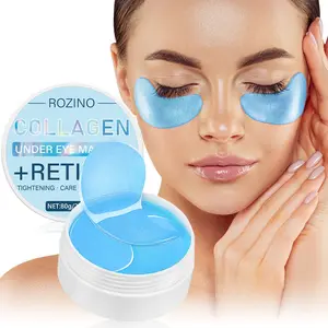 ROZINO Blue Collagen Eye Mask with Retinol for Tightening & Care 80g Net Weight Gel-Based Under-Eye Treatment Patch Cleansing Daily Firming Intensive