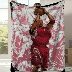 Basketball Flannel Blanket Basketball Player Action Throw Blanket - Soft Flannel All-Season Sports Decor in Red, Black, White, Gray - for Bed, Sofa, Camping, Gifts - Machine Washable Basketball Dunk Design, Basketball Room Decor-Christmas gifts