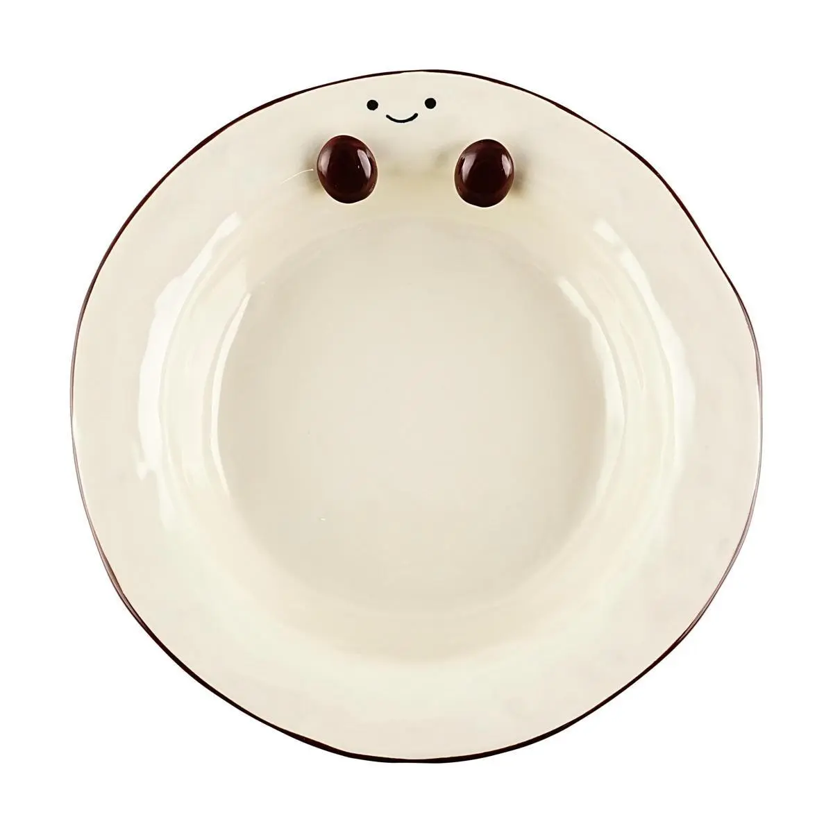 KawashimaYa 8.5 Inch Ceramic Dessert Plate - Cute Cocoa Bean Design, Appetizer & Snack Dish for Home Kitchen KawashimaYa 8.5 Inch Ceramic Dessert Plate - Cute Cocoa Bean Design, Appetizer & Snack Dish for Home Kitchen
