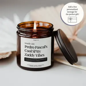 Smells Like Pedro Pascal Candle Celebrity Funny Inspired Movie Star 9oz Traditional Wax Anniversary Gift Idea Funny Gift for Him or Her HomeDecor Aroma Perfume Ornaments Glossy,Birthdays,Christmas,candle warmer lamp candles candle Decoration Scented Glass