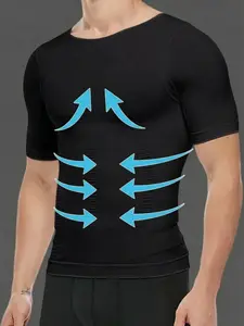 1 Count Men's Compression Shirt Undershirt, Slimmer Tank Top, Workout Shaperwear Tops, Tummy Control Body Shaper Corset, Waist Trainer, Tight-Fitting Underwear, Shaping Body Lines, Training Tee, Comfortable Basic Tops, Suitable for Daily and Outing