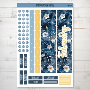 Three Arrow Gifts February Monthly Sticker Kit for Planners & Bujo Journals