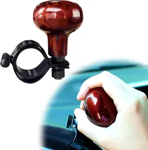 Woodgrain Steering Wheel Spinner Knob, Smooth Ball Shape Auto Wheel Power Handle Spinner, Steering Wheel  Knob for Easy Control, Universal Decor  Accessories