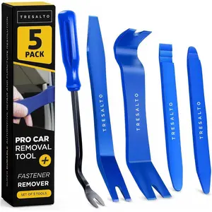 Auto Trim Removal Tool Kit - 5 Piece Set for Dash, Door Panel, Clip Remover - Scratch-Resist Nylon Pry Tools for Interior Car Trims Work - Panel Prying Tools Included - Blue