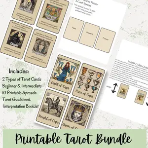 Tarot Deck Bundle Includes 2 Printable decks, 10 tarot spreads description booklet and how to guide