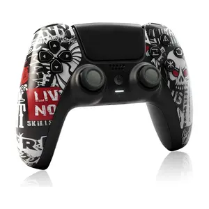 POGRIKO Wireless Game Controller for PS-5/Slim/Pro, Support Dual Vibration, Turbo Function,  6-Axis Motion Control Gamepad, Black and White