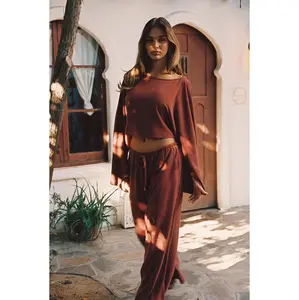 12th Tribe Women's Clear Breeze Rust Linen Pants - Soft, Matching Bottom with Flattering Fit (Pair with Complementary Top)