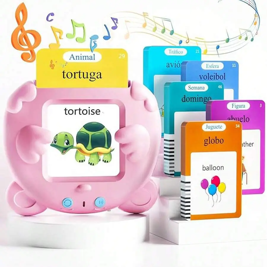 Bilingual Spanish And English Talking Flash Cards, Pocket Speech Therapy Tools With 224 Words, Montessori Language Learning Aids, Children's Sensory Learning Kits