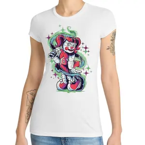 Women's Junior's Five Nights At Freddy's Circus Baby Graphic T-Shirt Crewneck Short Sleeves Cotton Blend Summer Tops for Casual Outings