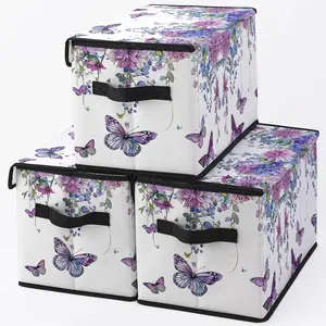 Stackable Clothes Storage Bins with ,Closet Organizers Fabric Box for  and Office,Blanket Clothes Organizers,Under Bed Storage Containers 3 Pack.