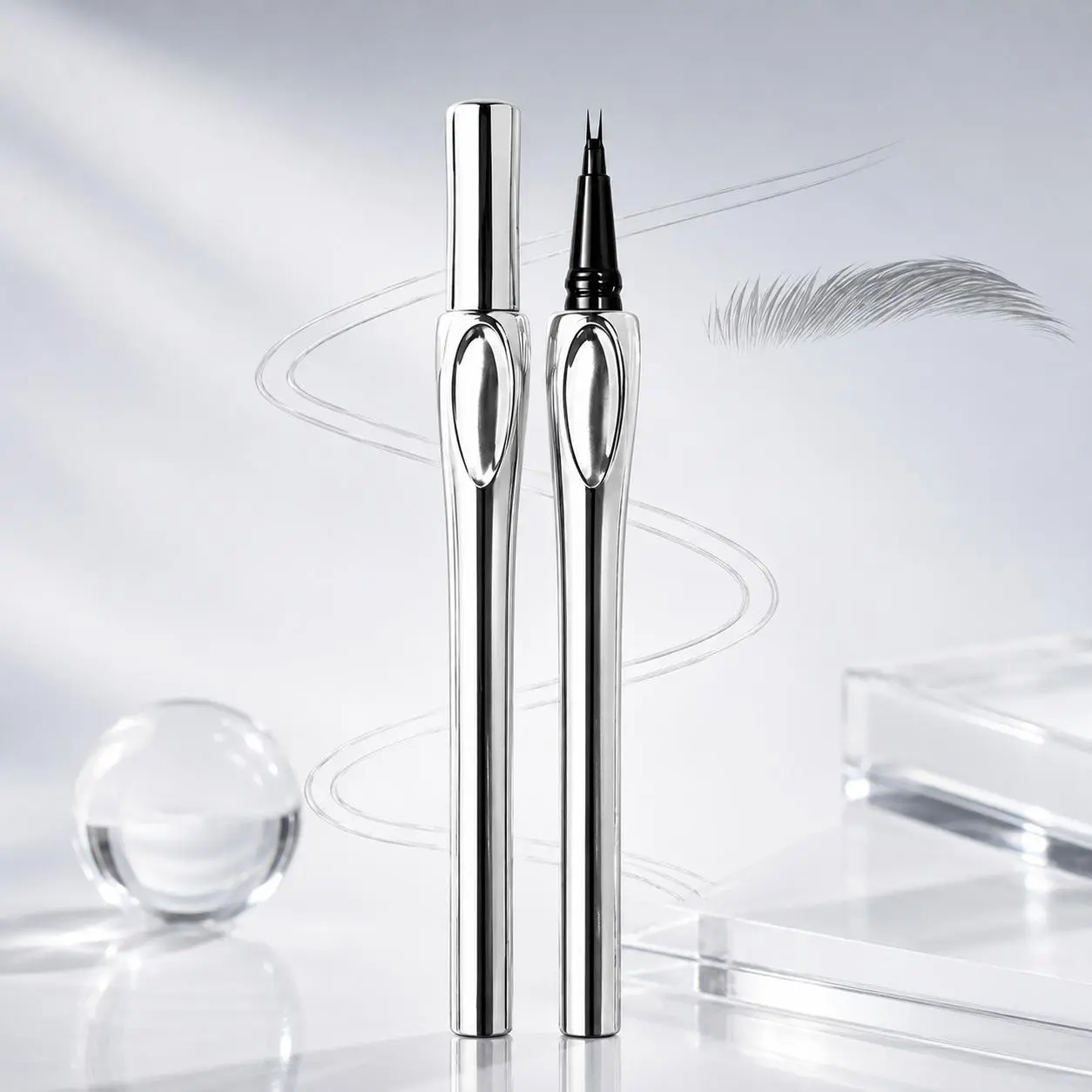 1PC Two-Prong Eyebrow Pen - Waterproof Microblading Eyebrow Makeup for Women, Long-lasting Formula for Natural Strokes, All-Day Wear,Long-Lasting Soft Ash Black Precision Brow Makeup Tool summerwins
