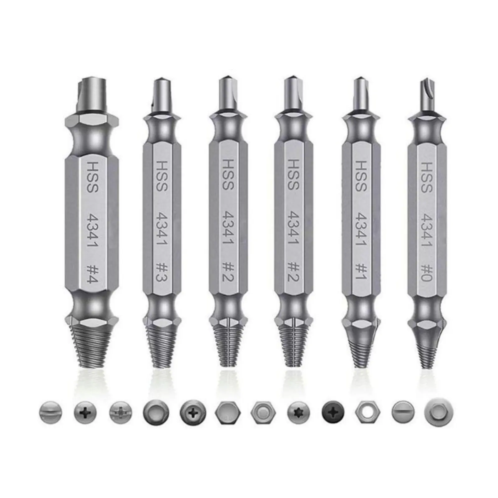 Damaged Screws Extractor Set, Easy-out Bolts Extractor, Stripped Broken Screws Stripping Attachment, Double-Headed Extraction Design Extractor Head, Household Maintenance Tools, Screwdriver Knife Hair Clip, Power Tool Accessories, Tools and Hardware