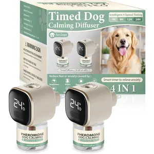4-in-1 Dog Calming Pheromones Diffuser – Timing Pet Kit (2 Plugs + 2 Refills, 48ml) – Anxiety Relief, Reduces Barking/Aggression – Tasteless