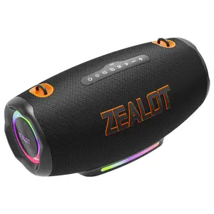 Portable Shoulder Mounted Bluetooth Speaker Zealot, 100W High Power HIFI Audio with Super Deep Bass & Long Playtime, IPX7 Outdoor Waterproof, Power Bank & RGB Light for Party, Gym & Pool