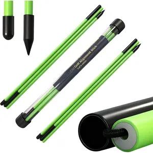 Golf Alignment Sticks, 2 Pack Plastic 49" Collapsible Alignment Stick Golf Practice Rods Aid for Aiming, Putting, Swing Trainer, Posture Corrector with Tube Case, Golf  Equipment