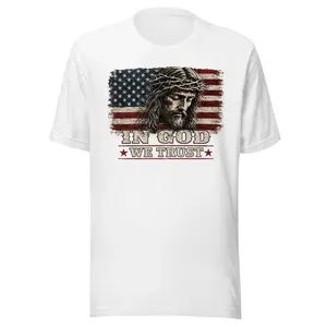 In God We Trust Shirt | Jesus American Flag Christian Tee | Psalm 33:12 Patriotic Graphic T-Shirt