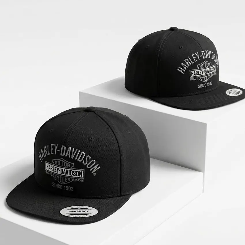 Harley Since 1903 Black Snapback Hat, Vintage Motorcycle Logo Baseball Cap for Men, Adjustable Biker Streetwear Hat, Motorcycle Rider Gift