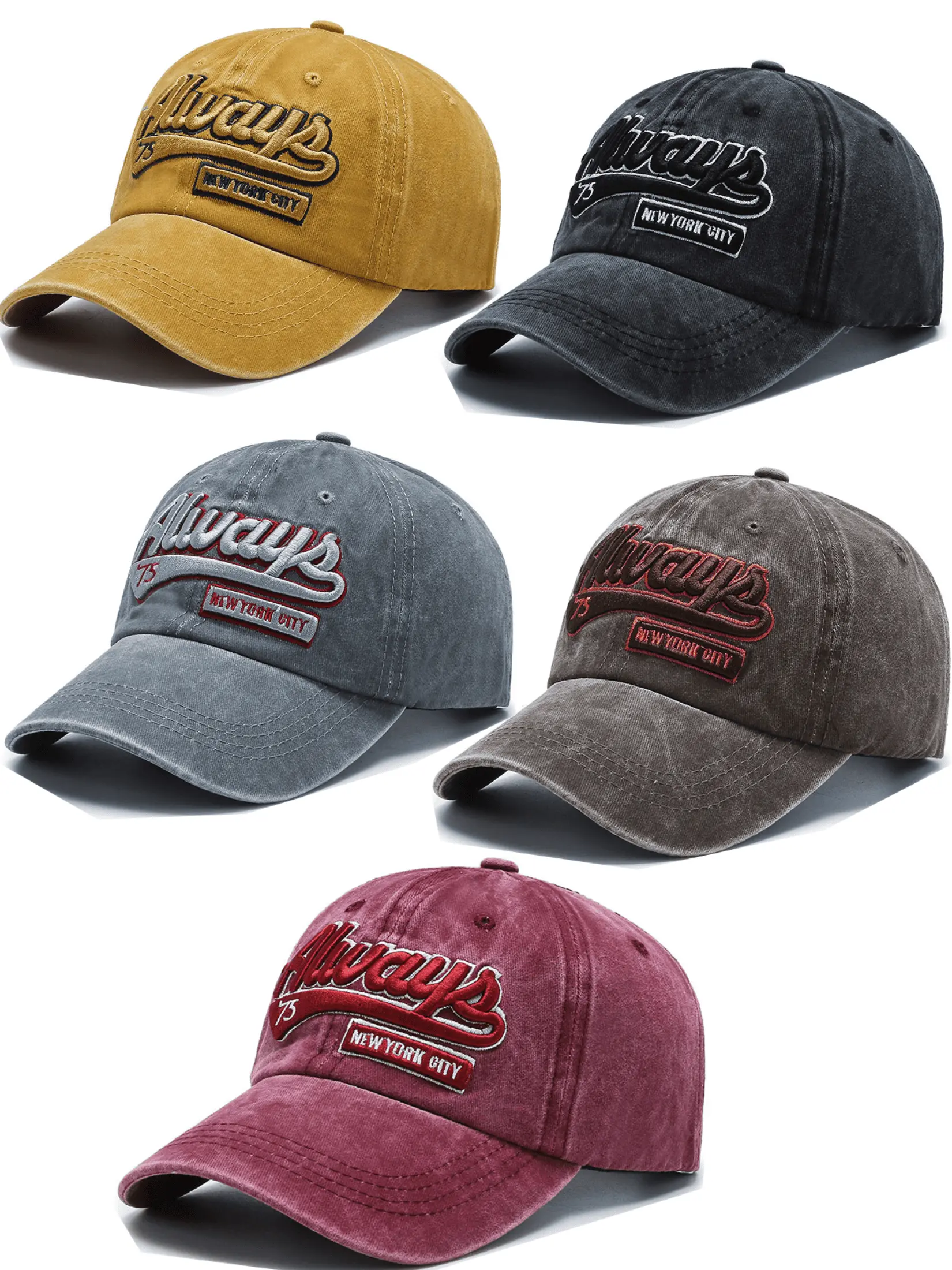 5pcs Adjustable Baseball Caps with 