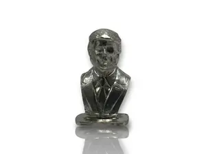 Patriot Half-Skull Bust – Hand-Poured Silver Collectible Statue (Made in USA)