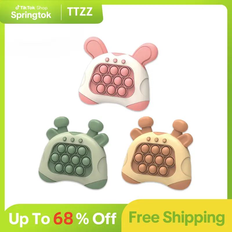 TTZZ Fast Push Game, Quick Push Pop Game, Light Up Fidget Toys, Quick Speed Push Puzzle Game Console, Bubble Stress Relief Decompression Toys, Handheld Game Toy for Kids Ages 3-12 Years