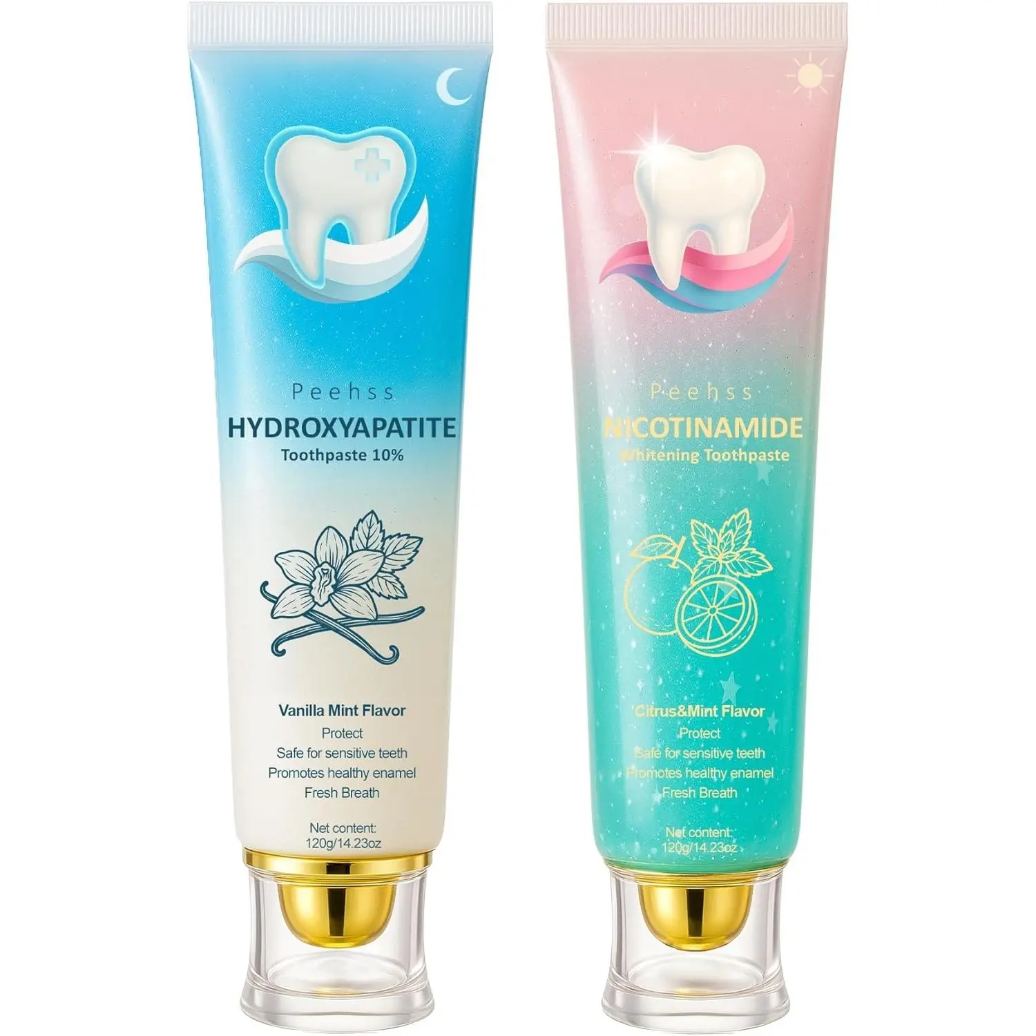 10% Hydroxyapatite Niacinamide Fluoride-Free Toothpaste - Oral Care Mint, Minty Teeth Whitening, Citrus Breath Freshening, Enamel Repair, Gum Care, Sensitivity Relief, Deep Clean Daily Oral Hygiene Essential