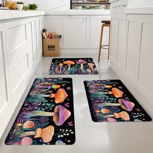 Set of Three Kitchen Mats Featuring a Mushroom Theme, Ideal for Both Kitchen And Bathroom Use. These Vibrant And Durable Rugs Are Essential for Home Or Office, Making Them Perfect Gifts for Friends And Family During for halloween And Christmas