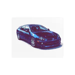 Turbo Four Door – Early 2000s Sport Sedan Comic Car Wall Art