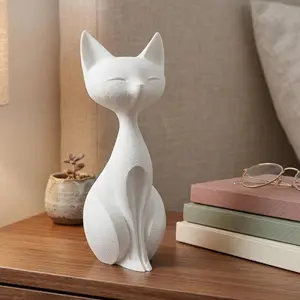 Cat Figurine, Silent Silhouette Model, Modern Feline Decor, 3D Printed Art