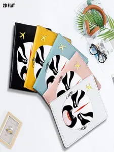 Traditional Peking Opera Facial Makeup Print Passport Holder, One Size, Multiple Specifications Available, Stylish Travel Accessory Perfect for Storing Passport, Cards and Travel Documents During Daily Travel & International Trips