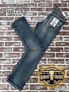 AM-2317 Western Cowboy Straight Fit Boot Cut Jeans Embroidered Design / Pantaloon corte vaquero ideal para users con Botas con diseno  Bordado