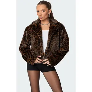Edikted Women's Lady Leopard Faux Fur Jacket