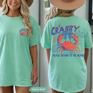 If Crabby Return To Beach Summer Comfort Colors? Shirt Summer Vacation Tee Tshirt Retro Graphic Summer Shirt Vintage Beach Shirt